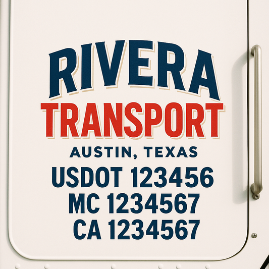 Custom Truck Door Decal Sticker Signs | Trucking or Business Name with City, USDOT, MC, CA Lettering Truck Signs