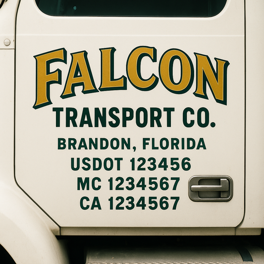 Custom Truck Door Decal Sticker Signs | Trucking or Business Name with City, USDOT, MC, CA Lettering Truck Signs
