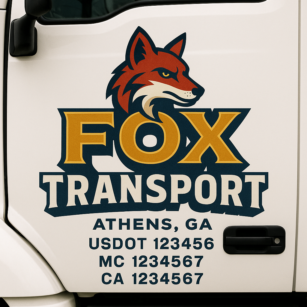 Custom Truck Door Decal Sticker Signs | Trucking or Business Name with City, USDOT, MC, CA Lettering Truck Signs