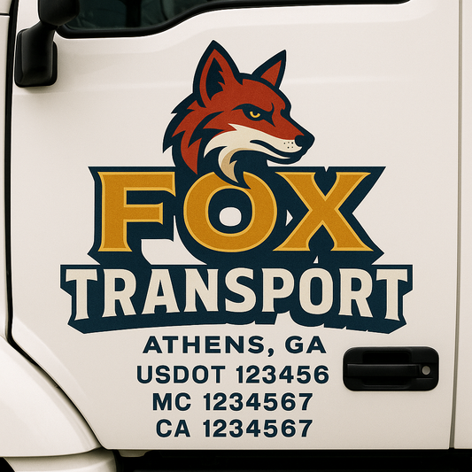 Custom Truck Door Decal Sticker Signs | Trucking or Business Name with City, USDOT, MC, CA Lettering Truck Signs