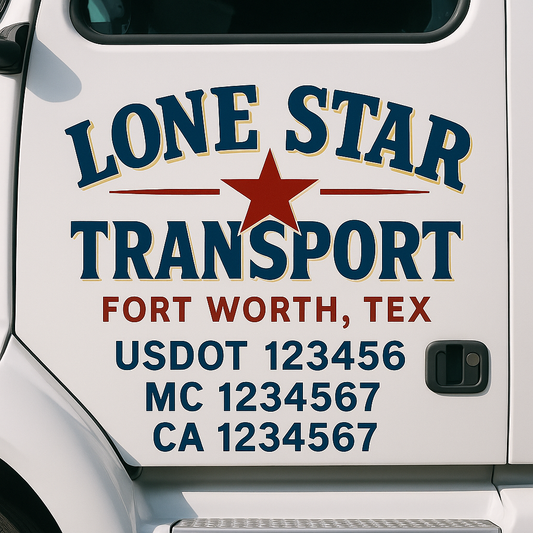 Custom Truck Door Decal Sticker Signs | Trucking or Business Name with City, USDOT, MC, CA Lettering Truck Signs