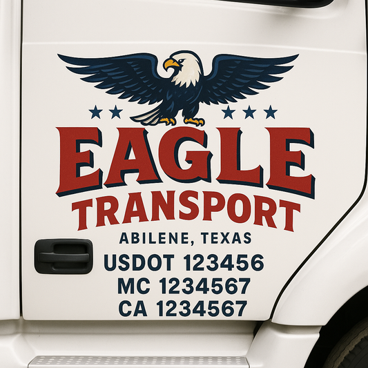 Custom Truck Door Decal Sticker Signs | Trucking or Business Name with City, USDOT, MC, CA Lettering Truck Signs