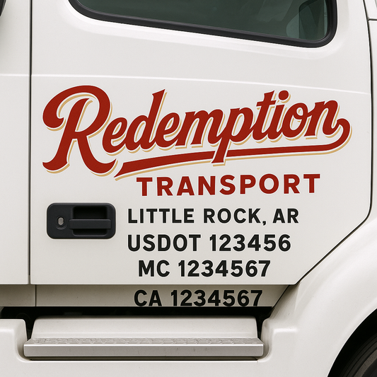 Custom Truck Door Decal Sticker Signs | Trucking or Business Name with City, USDOT, MC, CA Lettering Truck Signs