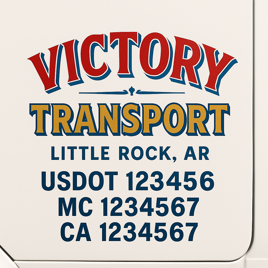 Custom Truck Door Decal Sticker Signs | Trucking or Business Name with City, USDOT, MC, CA Lettering Truck Signs