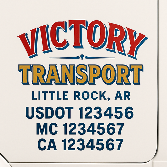 Custom Truck Door Decal Sticker Signs | Trucking or Business Name with City, USDOT, MC, CA Lettering Truck Signs