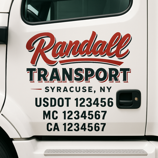Custom Truck Door Decal Sticker Signs | Trucking or Business Name with City, USDOT, MC, CA Lettering Truck Signs