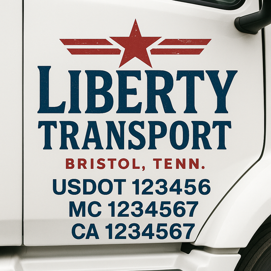 Custom Truck Door Decal Sticker Signs | Trucking or Business Name with City, USDOT, MC, CA Lettering Truck Signs