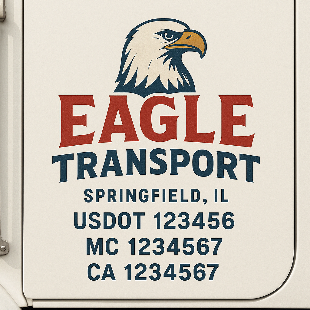 Custom Truck Door Decal Sticker Signs | Trucking or Business Name with City, USDOT, MC, CA Lettering Truck Signs