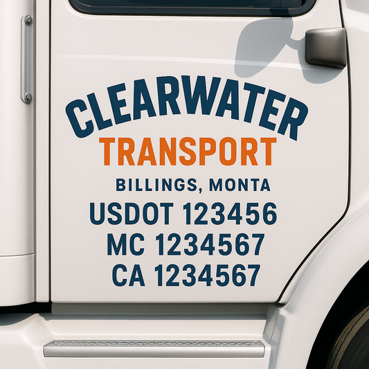 Custom Truck Door Decal Sticker Signs | Trucking or Business Name with City, USDOT, MC, CA Lettering Truck Signs