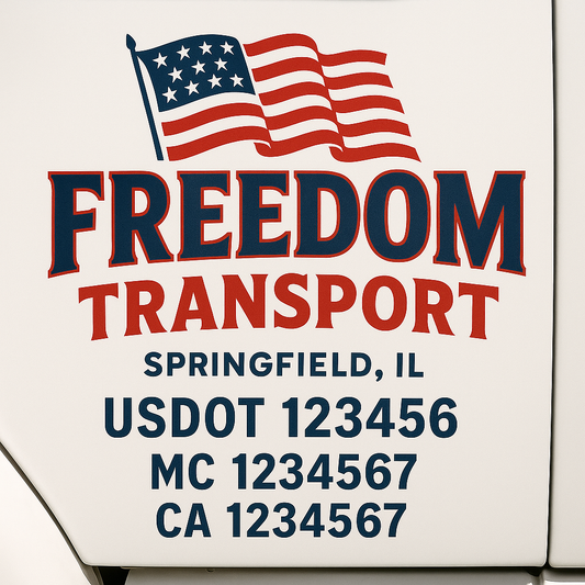 Custom Truck Door Decal Sticker Signs | Trucking or Business Name with City, USDOT, MC, CA Lettering Truck Signs