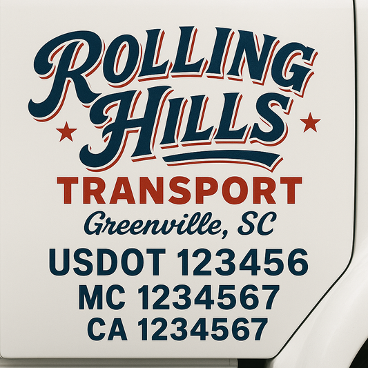 Custom Truck Door Decal Sticker Signs | Trucking or Business Name with City, USDOT, MC, CA Lettering Truck Signs
