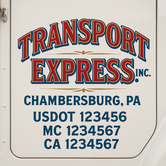 Custom Truck Door Decal Sticker Signs | Trucking or Business Name with City, USDOT, MC, CA Lettering Truck Signs