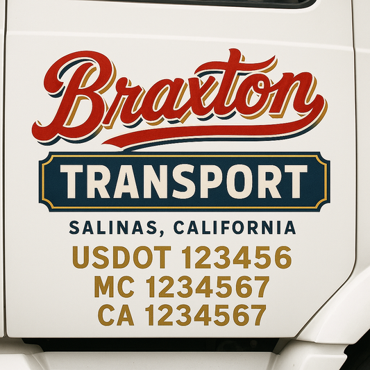 Custom Truck Door Decal Sticker Signs | Trucking or Business Name with City, USDOT, MC, CA Lettering Truck Signs