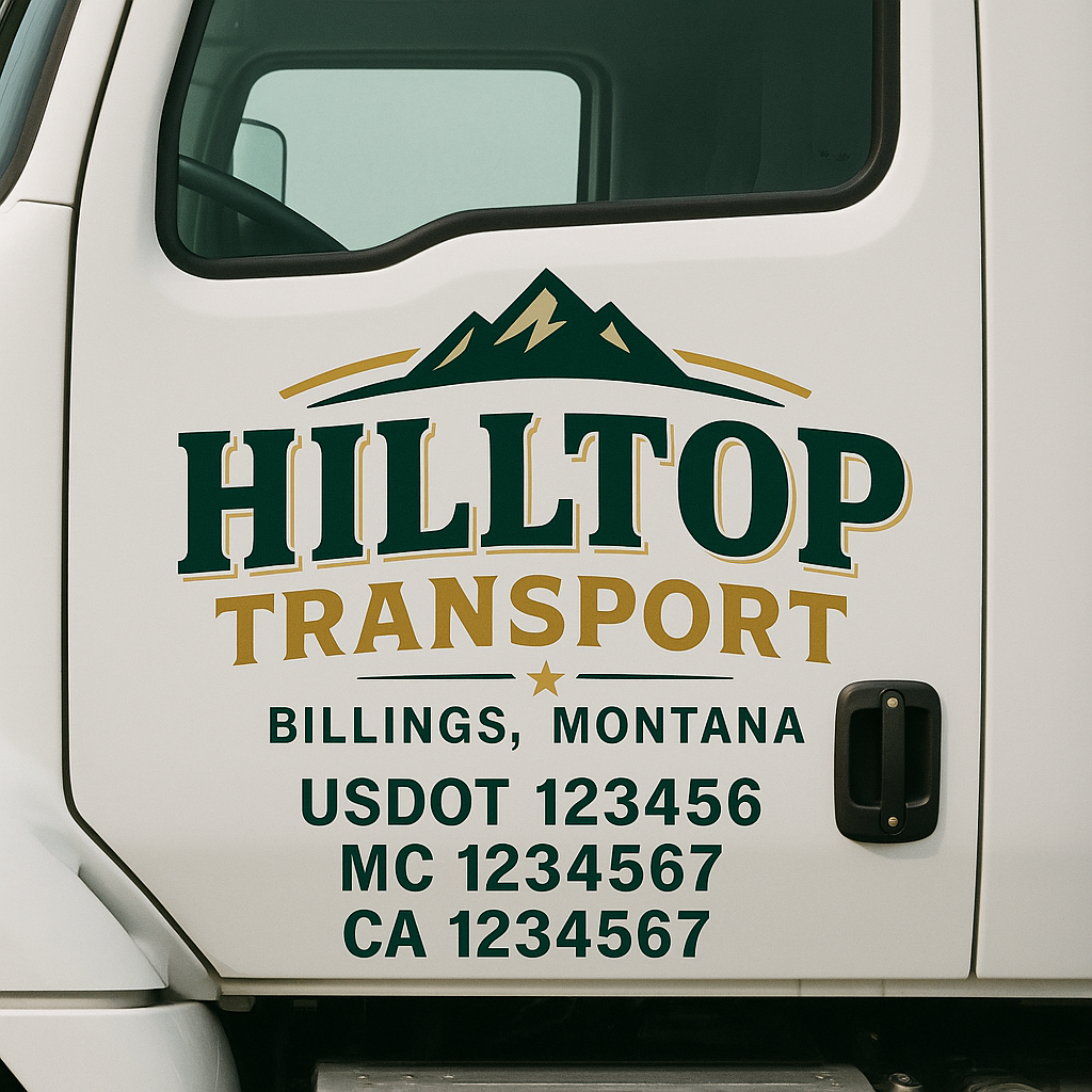 Custom Truck Door Decal Sticker Signs | Trucking or Business Name with City, USDOT, MC, CA Lettering Truck Signs