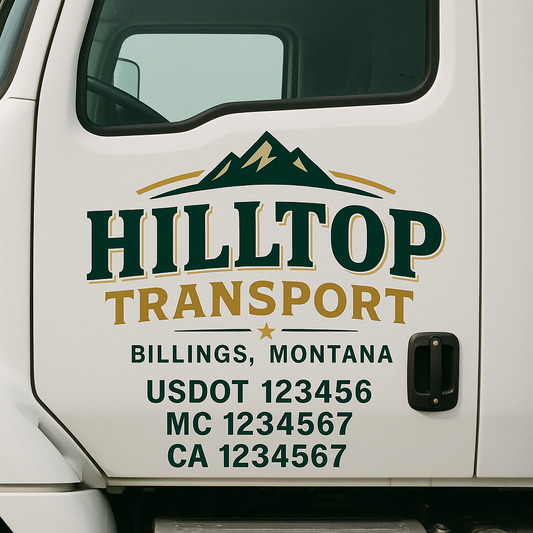 Custom Truck Door Decal Sticker Signs | Trucking or Business Name with City, USDOT, MC, CA Lettering Truck Signs