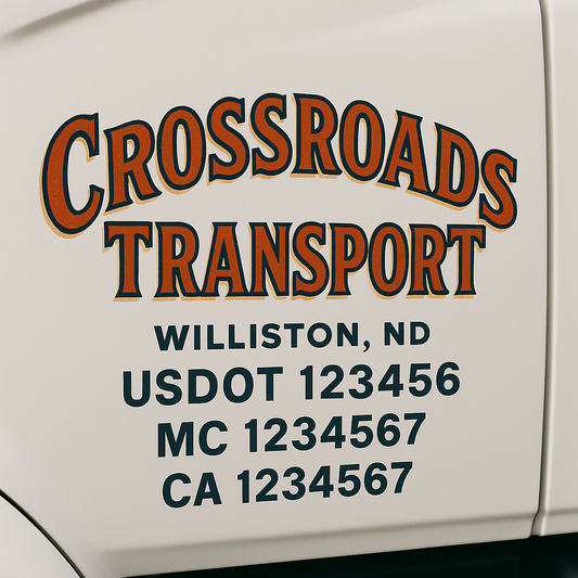Custom Truck Door Decal Sticker Signs | Trucking or Business Name with City, USDOT, MC, CA Lettering Truck Signs