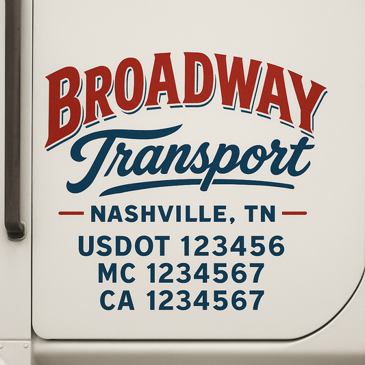 Custom Truck Door Decal Sticker Signs | Trucking or Business Name with City, USDOT, MC, CA Lettering Truck Signs