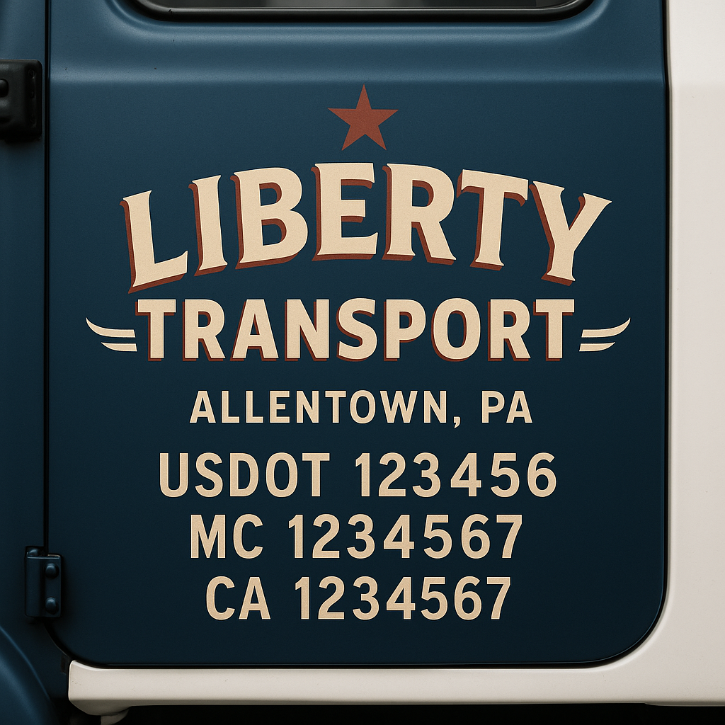 Custom Truck Door Decal Sticker Signs | Trucking or Business Name with City, USDOT, MC, CA Lettering Truck Signs