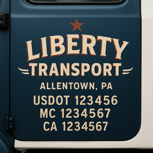 Custom Truck Door Decal Sticker Signs | Trucking or Business Name with City, USDOT, MC, CA Lettering Truck Signs