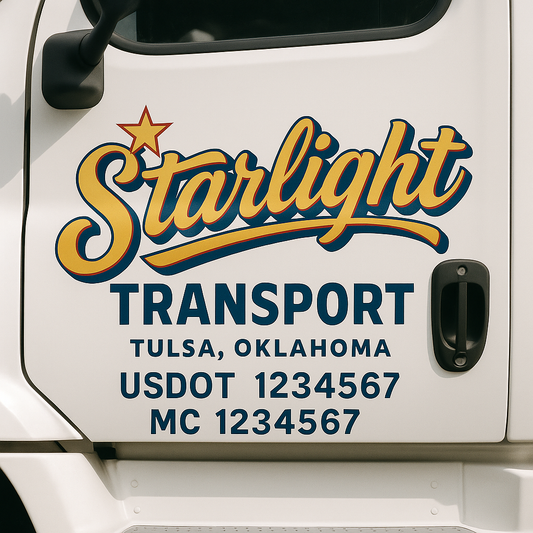 Custom Truck Door Decal Sticker Signs | Trucking or Business Name with City, USDOT, MC, CA Lettering Truck Signs