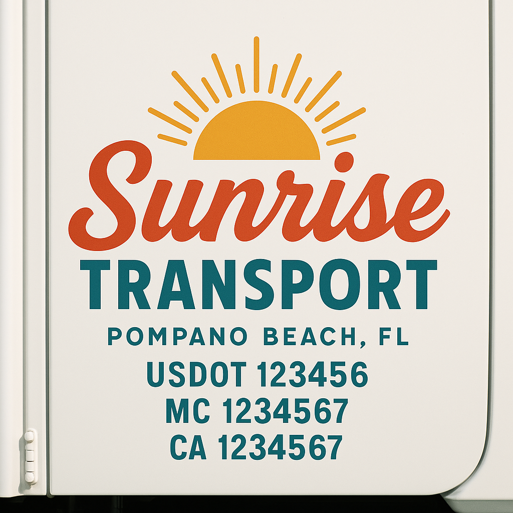 Custom Truck Door Decal Sticker Signs | Trucking or Business Name with City, USDOT, MC, CA Lettering Truck Signs
