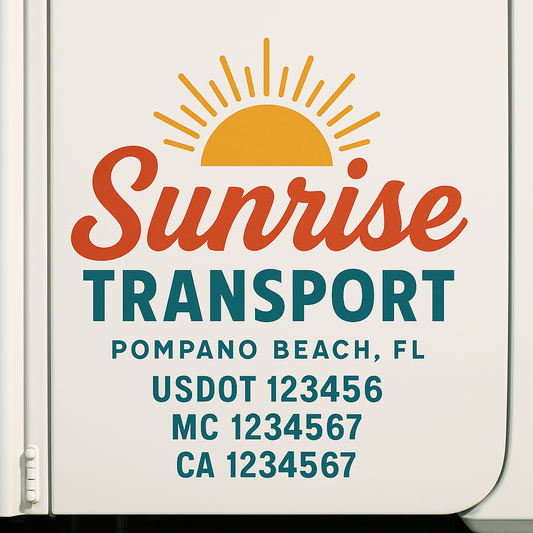 Custom Truck Door Decal Sticker Signs | Trucking or Business Name with City, USDOT, MC, CA Lettering Truck Signs