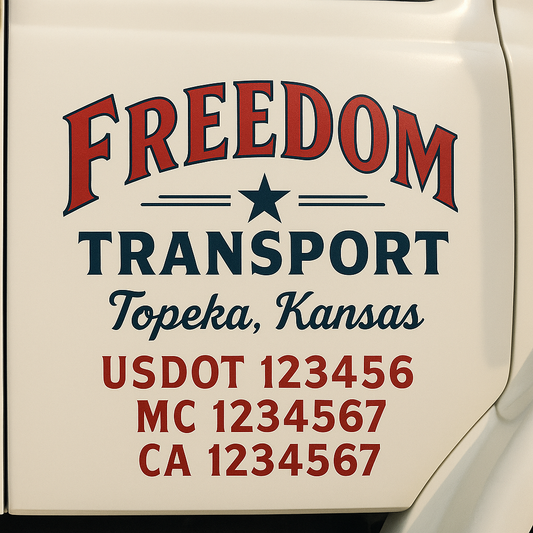 Custom Truck Door Decal Sticker Signs | Trucking or Business Name with City, USDOT, MC, CA Lettering Truck Signs