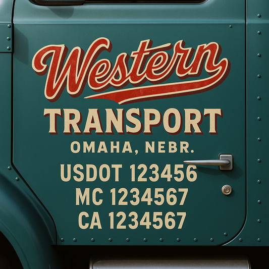 Custom Truck Door Decal Sticker Signs | Trucking or Business Name with City, USDOT, MC, CA Lettering Truck Signs
