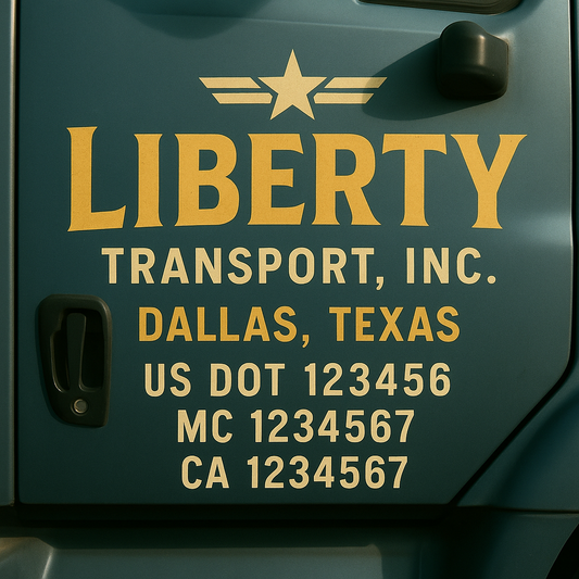 Custom Truck Door Decal Sticker Signs | Trucking or Business Name with City, USDOT, MC, CA Lettering Truck Signs
