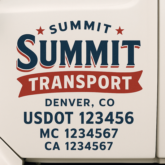 Custom Truck Door Decal Sticker Signs | Trucking or Business Name with City, USDOT, MC, CA Lettering Truck Signs
