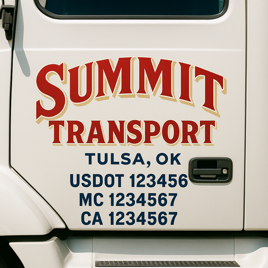 Custom Truck Door Decal Sticker Signs | Trucking or Business Name with City, USDOT, MC, CA Lettering Truck Signs