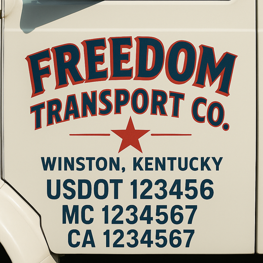 Custom Truck Door Decal Sticker Signs | Trucking or Business Name with City, USDOT, MC, CA Lettering Truck Signs