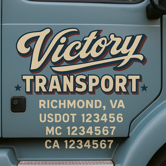 Custom Truck Door Decal Sticker Signs | Trucking or Business Name with City, USDOT, MC, CA Lettering Truck Signs