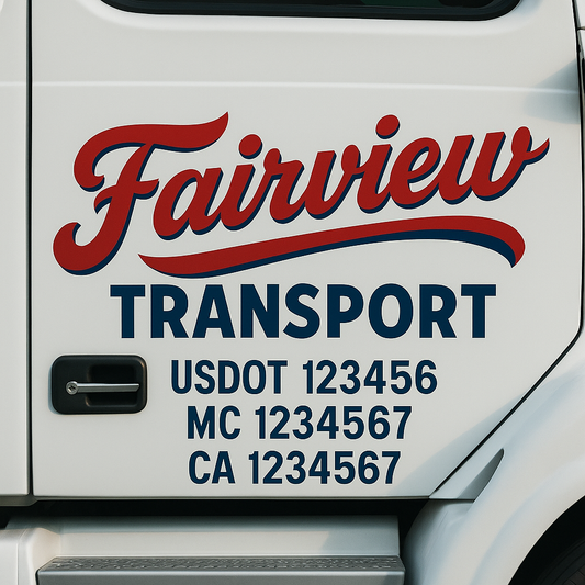 Custom Truck Door Decal Sticker Signs | Trucking or Business Name with City, USDOT, MC, CA Lettering Truck Signs