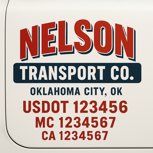 Custom Truck Door Decal Sticker Signs | Trucking or Business Name with City, USDOT, MC, CA Lettering Truck Signs
