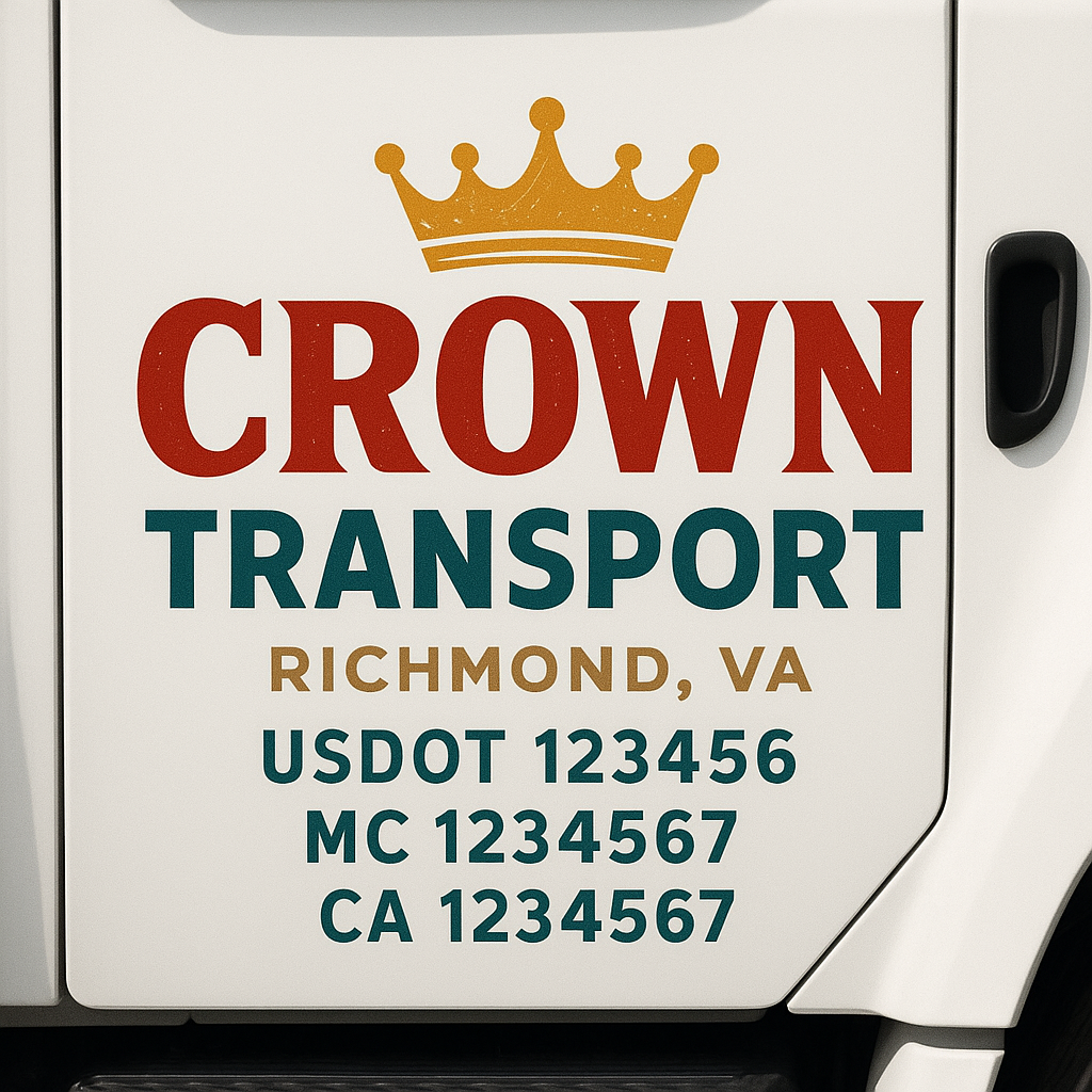 Custom Truck Door Decal Sticker Signs | Trucking or Business Name with City, USDOT, MC, CA Lettering Truck Signs