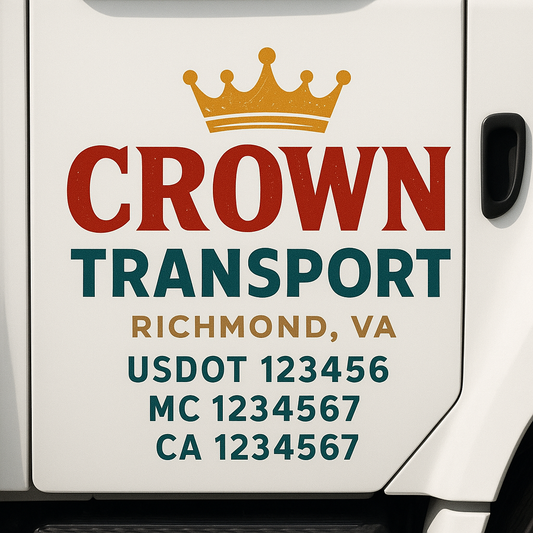 Custom Truck Door Decal Sticker Signs | Trucking or Business Name with City, USDOT, MC, CA Lettering Truck Signs