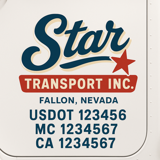 Custom Truck Door Decal Sticker Signs | Trucking or Business Name with City, USDOT, MC, CA Lettering Truck Signs