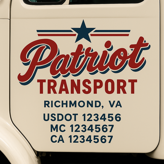 Custom Truck Door Decal Sticker Signs | Trucking or Business Name with City, USDOT, MC, CA Lettering Truck Signs