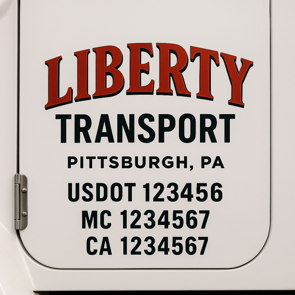 Custom Truck Door Decal Sticker Signs | Trucking or Business Name with City, USDOT, MC, CA Lettering Truck Signs