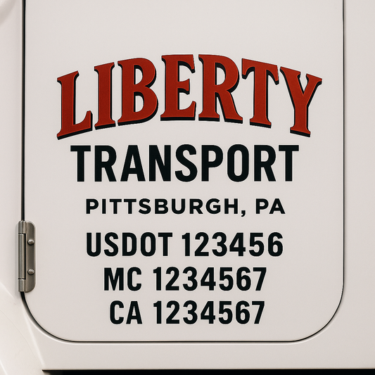 Custom Truck Door Decal Sticker Signs | Trucking or Business Name with City, USDOT, MC, CA Lettering Truck Signs