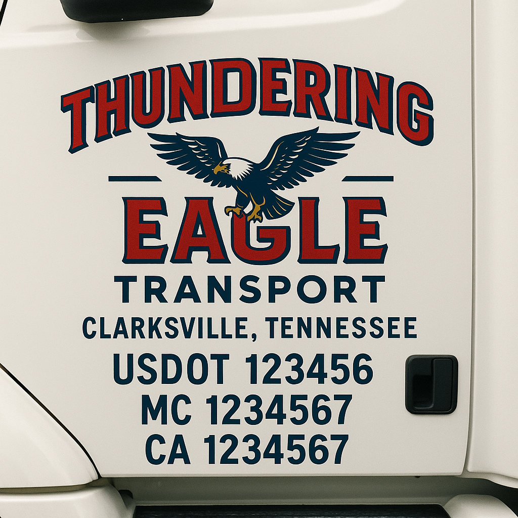 Custom Truck Door Decal Sticker Signs | Trucking or Business Name with City, USDOT, MC, CA Lettering Truck Signs