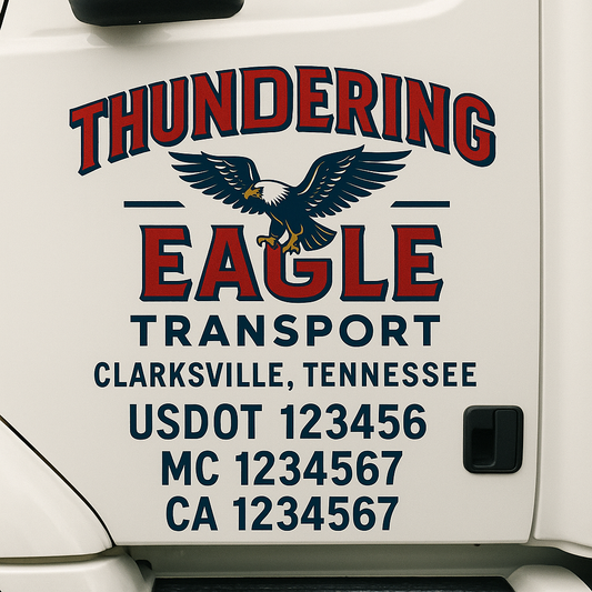 Custom Truck Door Decal Sticker Signs | Trucking or Business Name with City, USDOT, MC, CA Lettering Truck Signs