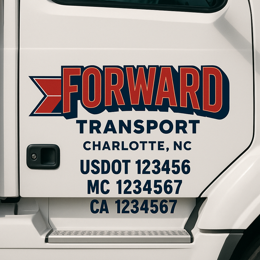Custom Truck Door Decal Sticker Signs | Trucking or Business Name with City, USDOT, MC, CA Lettering Truck Signs