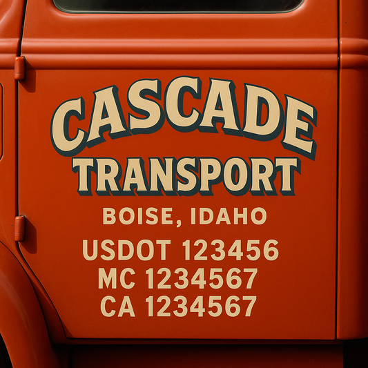 Custom Truck Door Decal Sticker Signs | Trucking or Business Name with City, USDOT, MC, CA Lettering Truck Signs