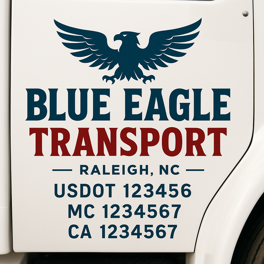Custom Truck Door Decal Sticker Signs | Trucking or Business Name with City, USDOT, MC, CA Lettering Truck Signs
