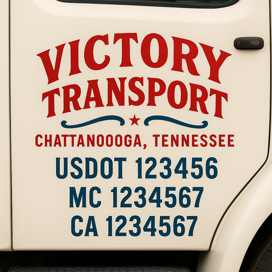 Custom Truck Door Decal Sticker Signs | Trucking or Business Name with City, USDOT, MC, CA Lettering Truck Signs