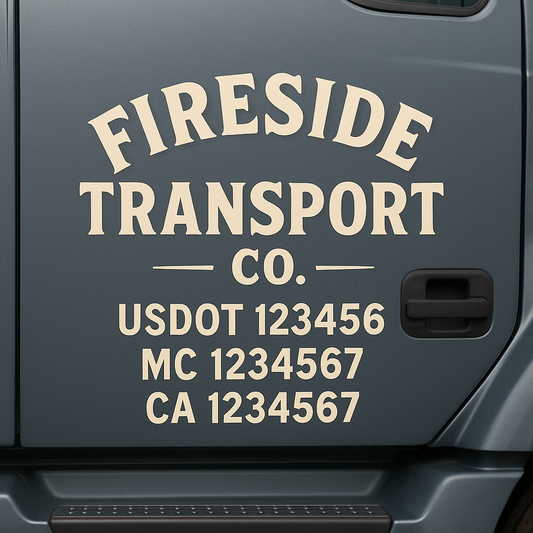 Custom Truck Door Decal Sticker Signs | Trucking or Business Name with City, USDOT, MC, CA Lettering Truck Signs
