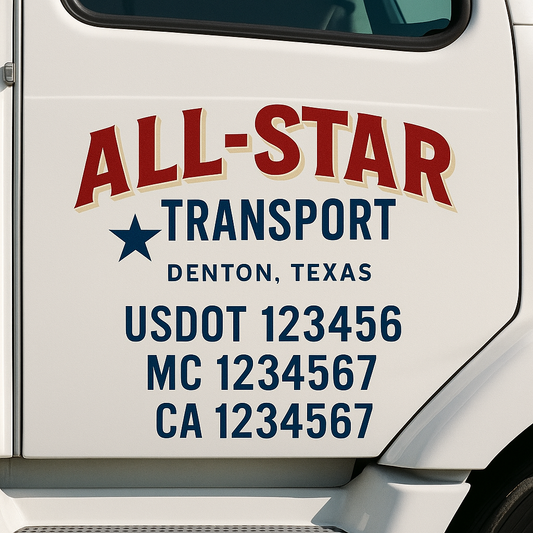 Custom Truck Door Decal Sticker Signs | Trucking or Business Name with City, USDOT, MC, CA Lettering Truck Signs