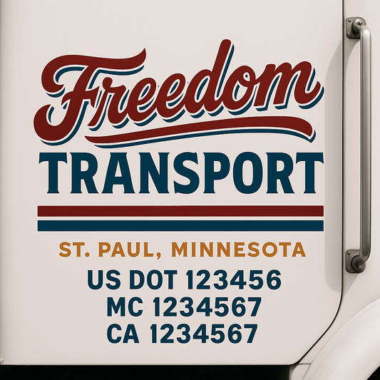 Custom Truck Door Decal Sticker Signs | Trucking or Business Name with City, USDOT, MC, CA Lettering Truck Signs